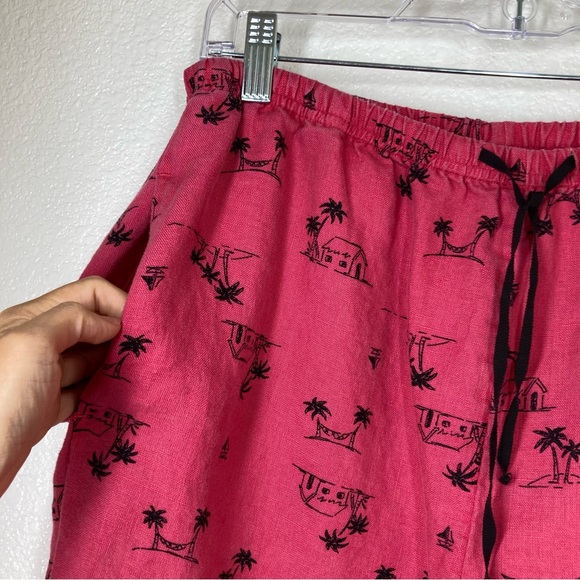 J Jill Linen Pull On Pants Relaxed Fit Pink Medium Wide Leg Beach - Picture 6 of 13